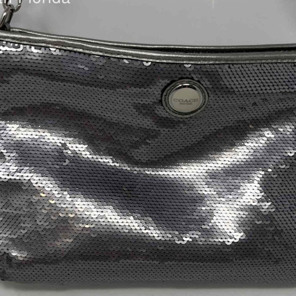 Coach Silver Sequin Mini Crossbody with Chain Strap